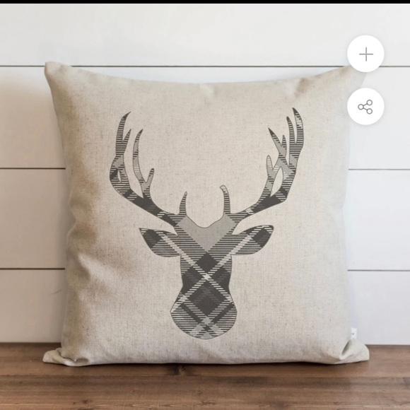 Porter Lane Home Christmas Holiday Set 2 Plaid Reindeer Pillows Covers LIKE NEW - Picture 1 of 4